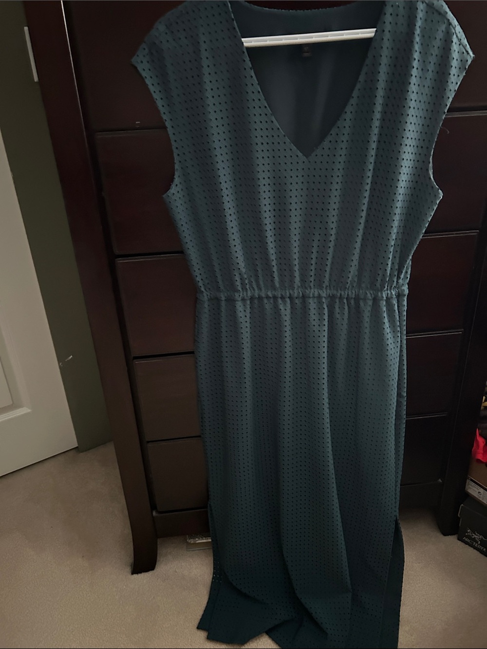 J. Crew Teal Textured V-Neck Maxi Dress